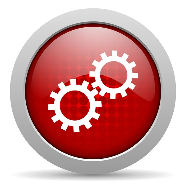 Versnellingen rode cirkel web glanzende pictogram — Stockfoto