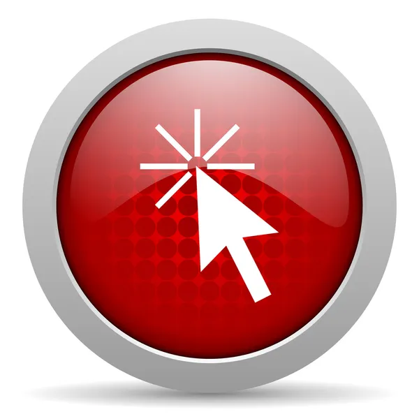 Click here red circle web glossy icon — Stock Photo, Image