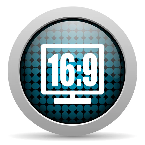 16 9 ícone de exibição brilhante — Fotografia de Stock