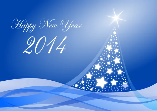 2014 novoroční obrázek s vánoční stromeček — Stock fotografie
