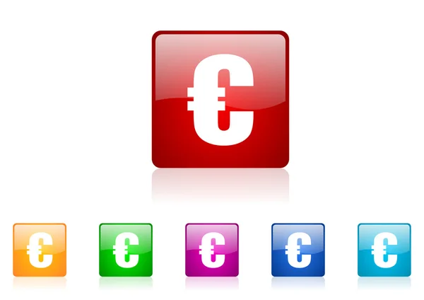 Euro Square Web Hochglanz Icons Set — Stockfoto