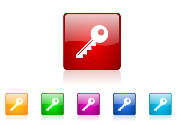 Chiave quadrato web lucido icona colorato set — Foto Stock