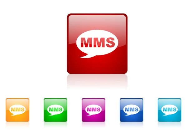 MMS náměstí web lesklý barevných ikon — Stock fotografie