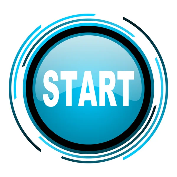 Blauwe cirkel glanzende pictogram Start — Stockfoto