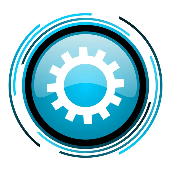 Ozubená kola modrý kruh lesklý ikona — Stock fotografie