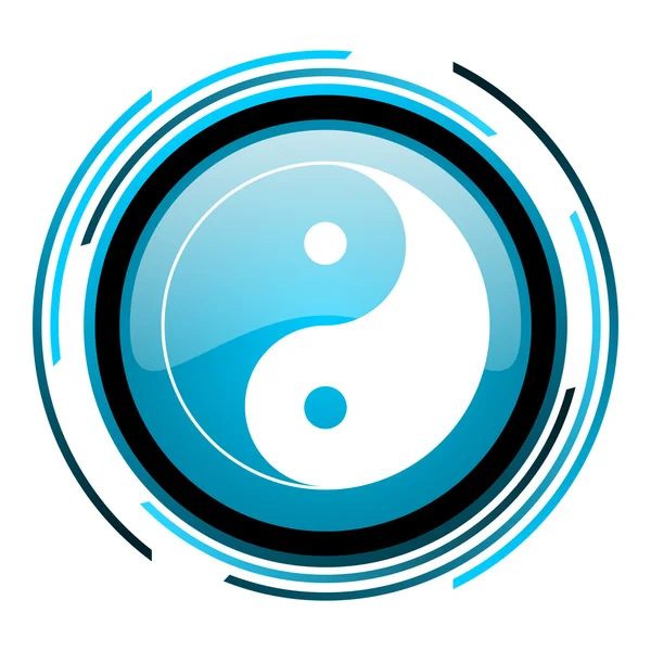 Ying Yang blauer Kreis glänzendes Symbol — Stockfoto