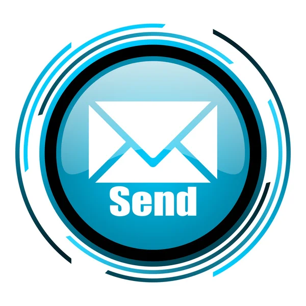 Send blue circle glossy icon — Stock Photo, Image