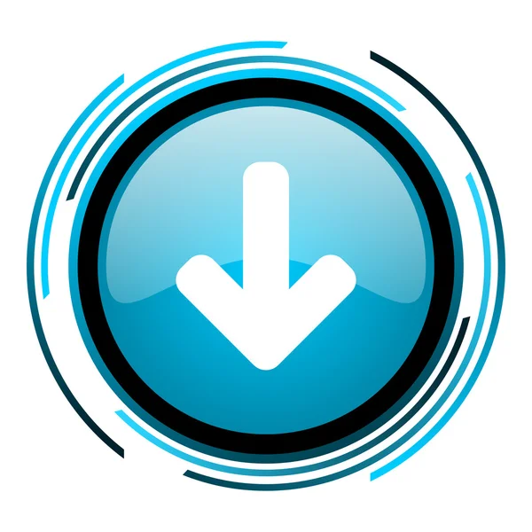 Pijl-omlaag blauwe cirkel glanzende pictogram — Stockfoto