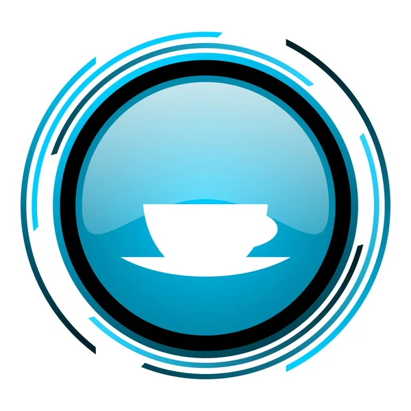 Xícara de café círculo azul ícone brilhante — Fotografia de Stock