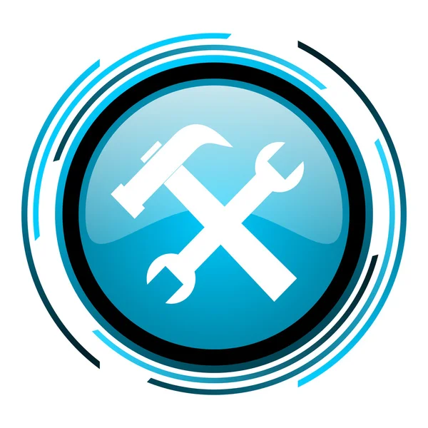 Glanzende blauwe cirkel-pictogram hulpprogramma 's — Stockfoto