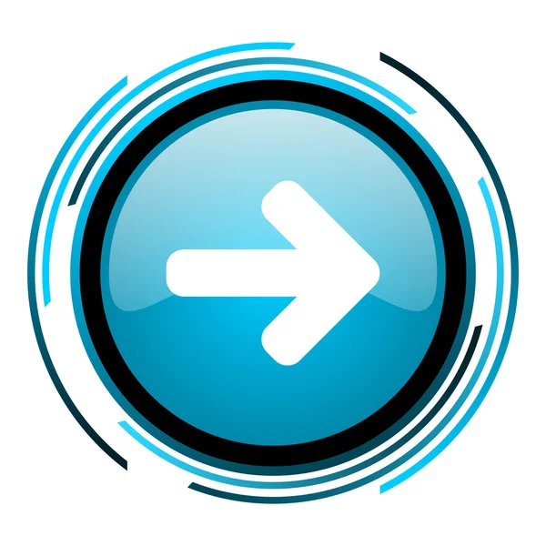 Lesklý ikona šipky vpravo modrý kruh — Stock fotografie