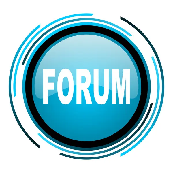 Forum mavi daire parlak simgesi — Stok fotoğraf