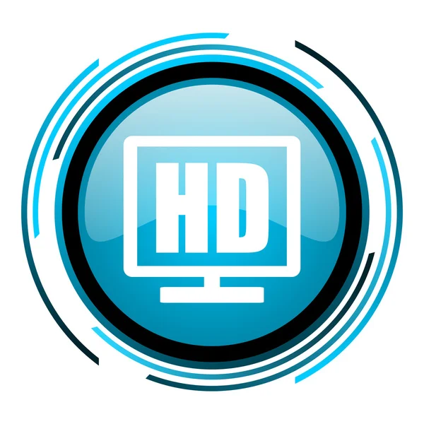 Hd display blue circle glossy icon — Stock Photo, Image