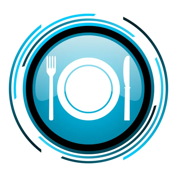 Restaurante círculo azul icono brillante — Foto de Stock
