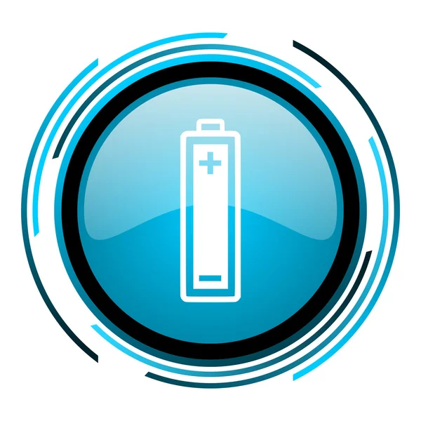 Battery blue circle glossy icon — Stock Photo, Image