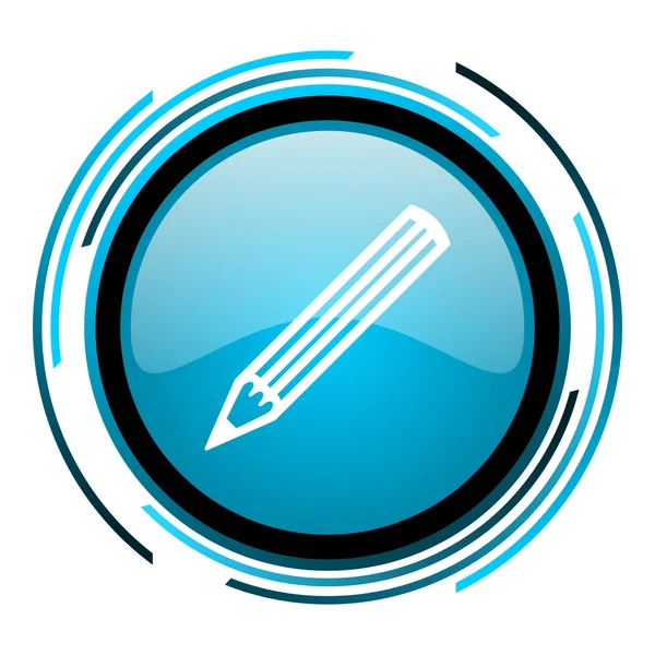 Pencil blue circle glossy icon — Stock Photo, Image