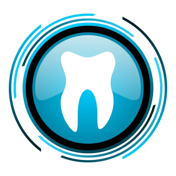 Зуб синє коло глянсова ікона — стокове фото