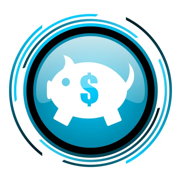 Piggy bank blue circle glossy icon — Stock Photo, Image