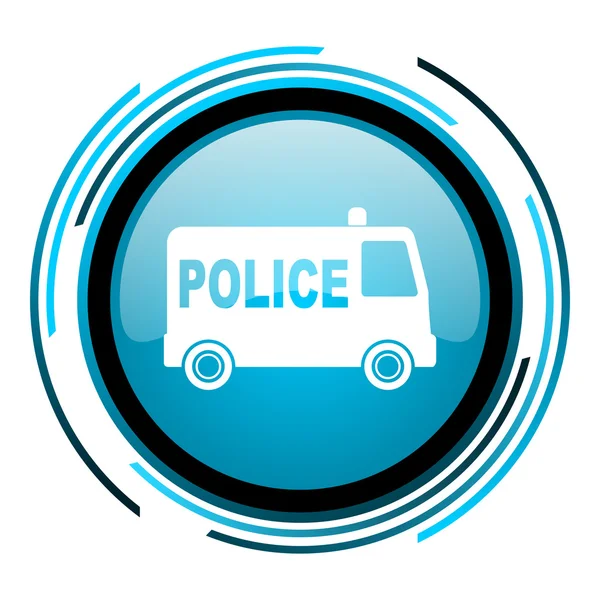 Polizei blauer Kreis Hochglanz-Symbol — Stockfoto