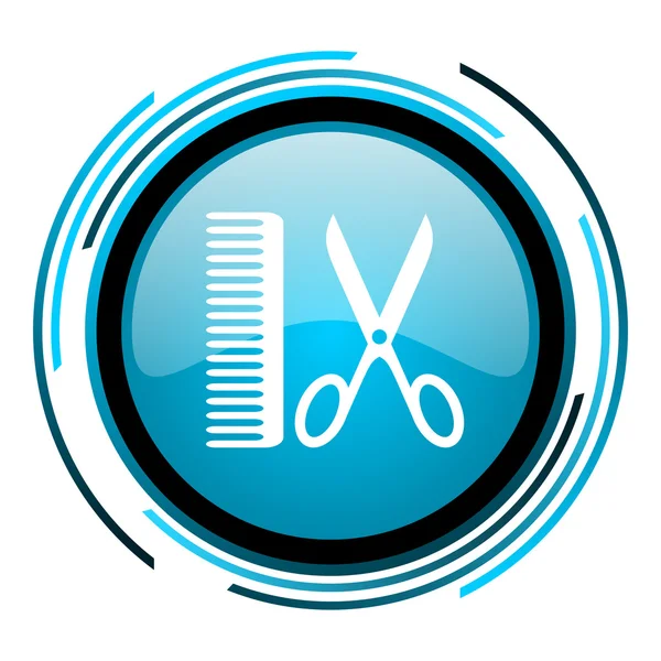 Kapper blauwe cirkel glanzende pictogram — Stockfoto