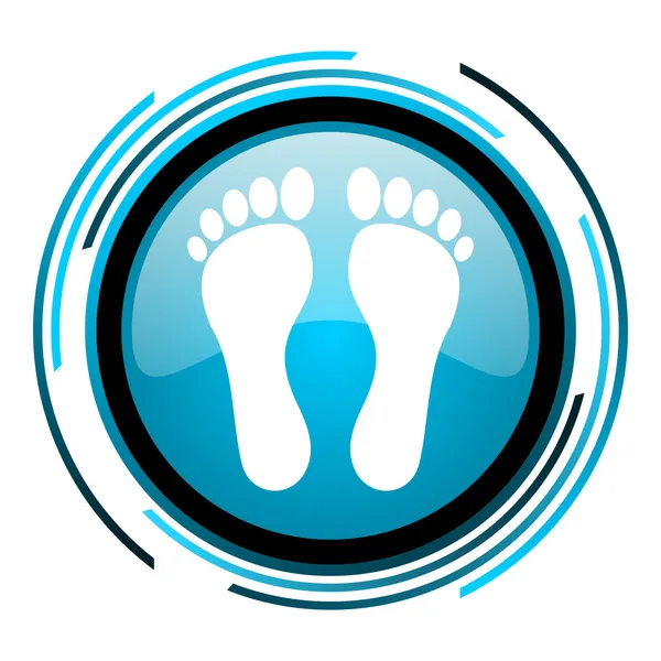 Fußabdruck blauer Kreis glänzendes Symbol — Stockfoto