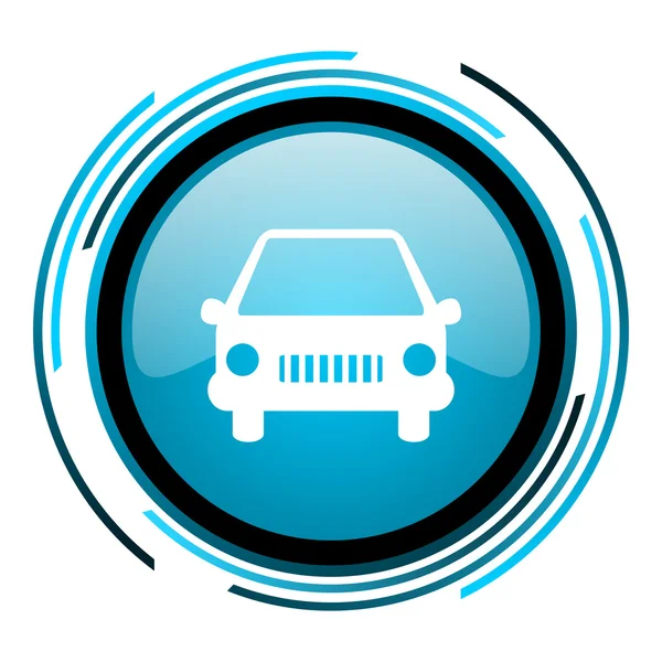 Auto blauer Kreis Hochglanz-Symbol — Stockfoto