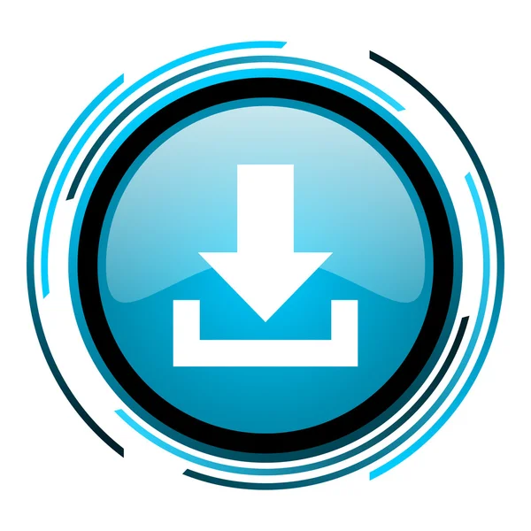 Het blauwe cirkel glossy icon downloaden — Stockfoto