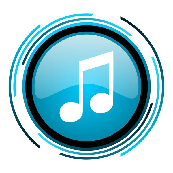 Muziek blauwe cirkel glanzende pictogram — Stockfoto