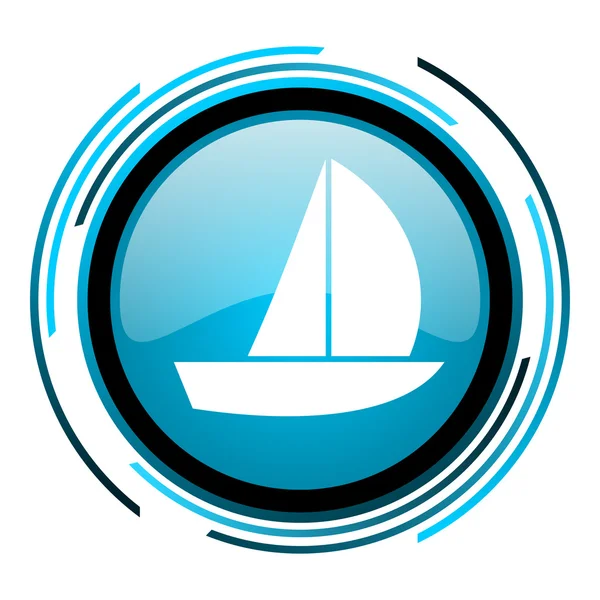 Yacht blå cirkel blanka ikonen — Stockfoto