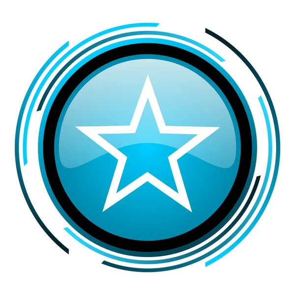 Estrela azul círculo brilhante ícone — Fotografia de Stock