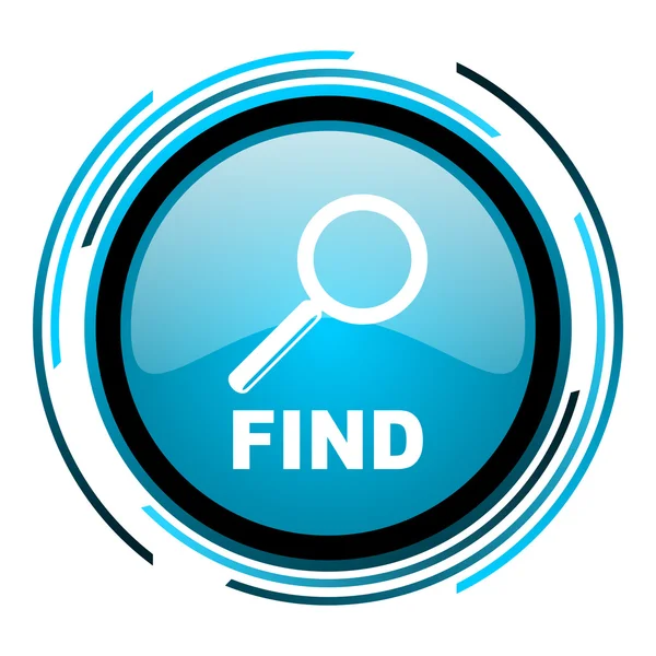Find blue circle glossy icon — Stock Photo, Image