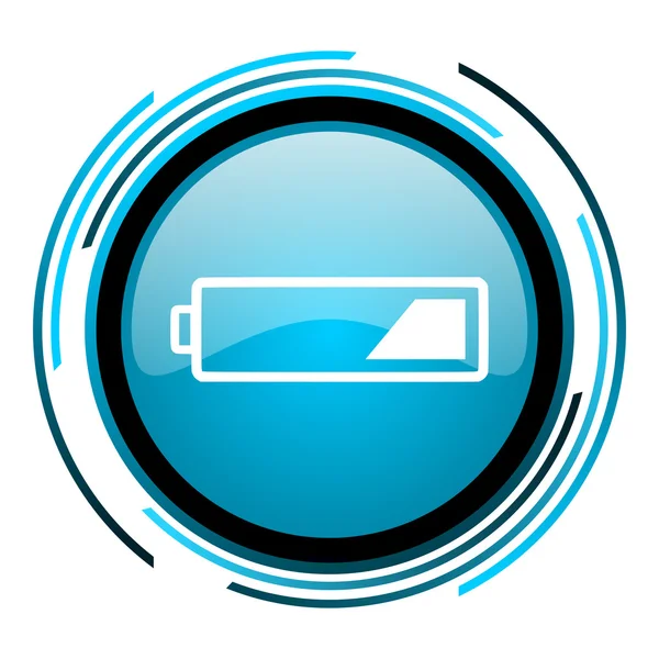 Lesklý ikona baterie modrý kruh — Stock fotografie