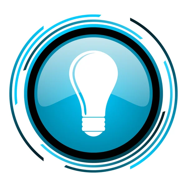 Ikona lesklý modrý kruh žárovky — Stock fotografie
