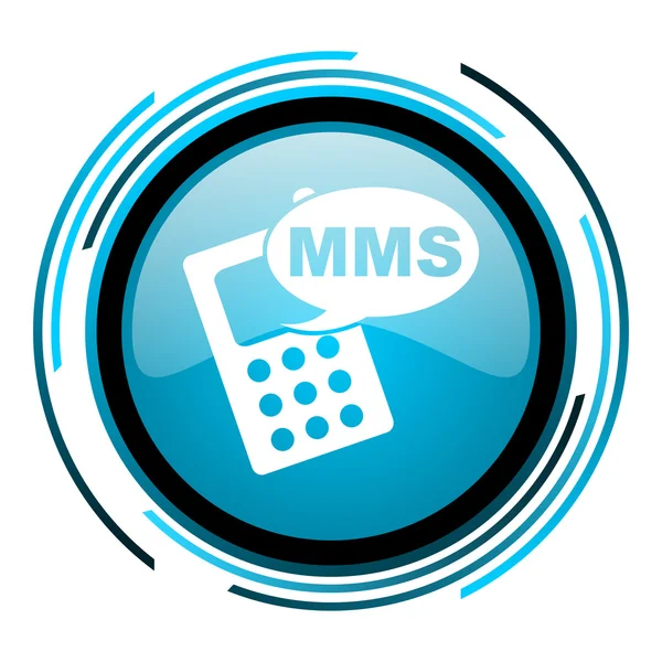 Mms 蓝色圆光泽图标 — 图库照片