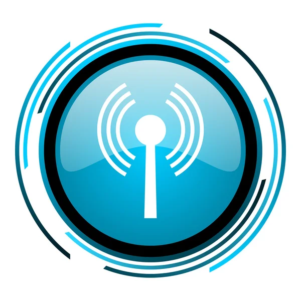 WiFi mavi daire parlak simgesi — Stok fotoğraf