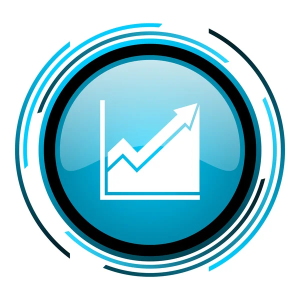 Histogram modrý kruh lesklý ikona — Stock fotografie