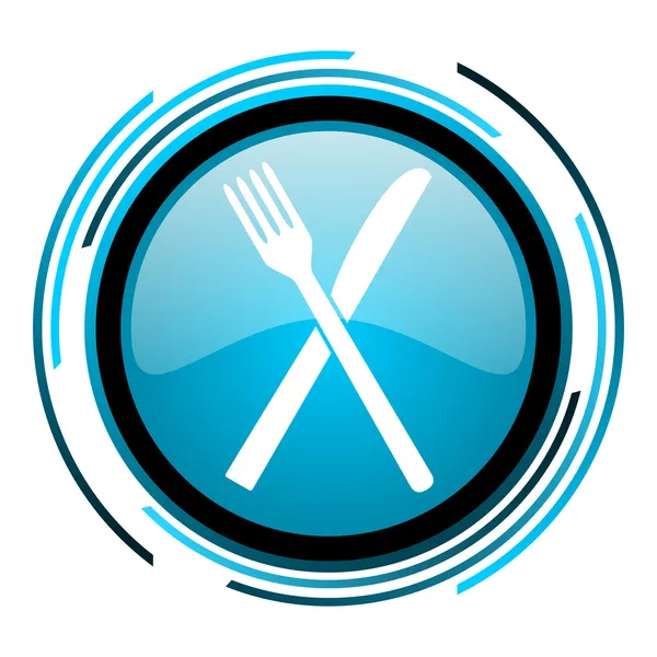 Restaurant blauer Kreis Hochglanz-Symbol — Stockfoto