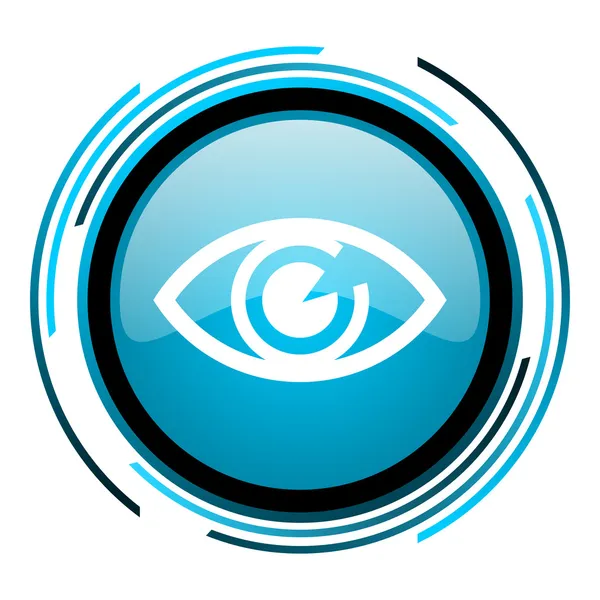 Lesklý ikona oka modrý kruh — Stock fotografie