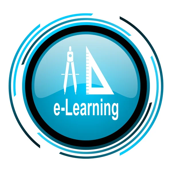 E-learning blue circle glossy icon — Stock Photo, Image