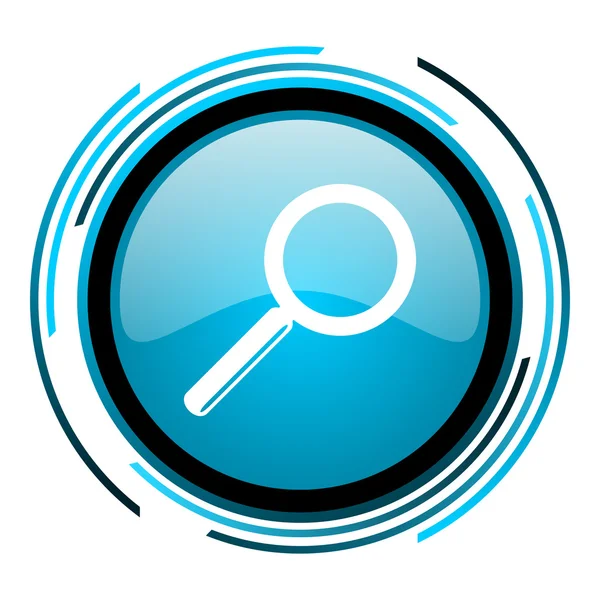 Search blue circle glossy icon — Stock Photo, Image