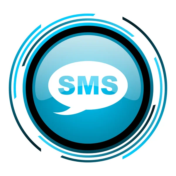 SMS blå cirkel blanka ikonen — Stockfoto