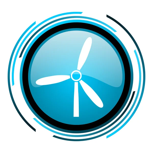 Moinho de vento círculo azul ícone brilhante — Fotografia de Stock