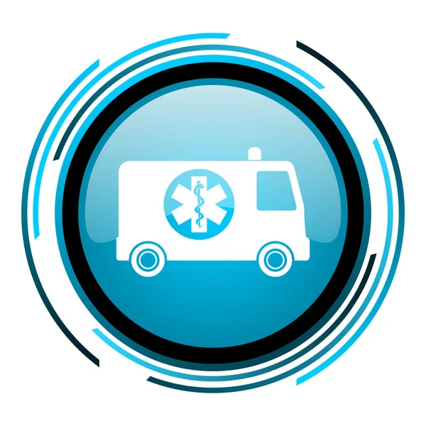 Ambulance blue circle glossy icon — Stock Photo, Image