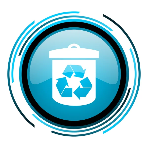 Reciclar ícone brilhante círculo azul — Fotografia de Stock
