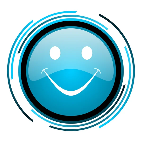 Smile blue circle glossy icon — Stock Photo, Image