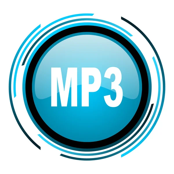 MP3 mavi daire parlak simgesi — Stok fotoğraf