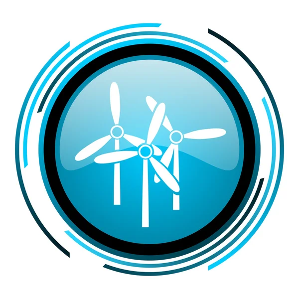 Větrný mlýn modrý kruh lesklý ikona — Stock fotografie