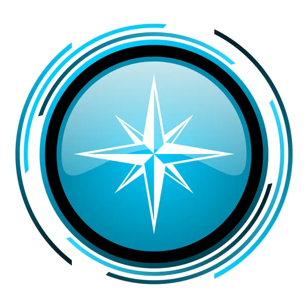 compass blue circle glossy icon