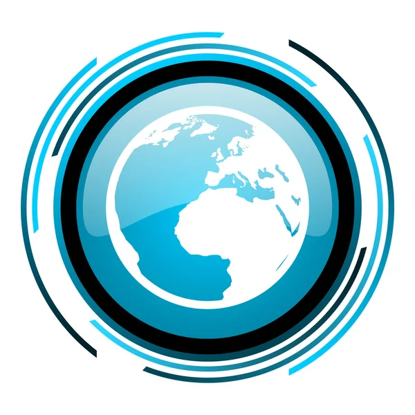 Ikona lesklý modrý kruh Earth — Stock fotografie