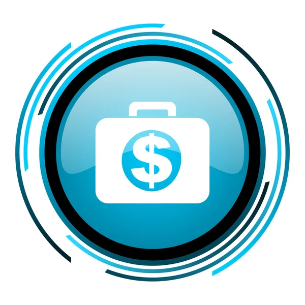 Círculo azul financeiro ícone brilhante — Fotografia de Stock